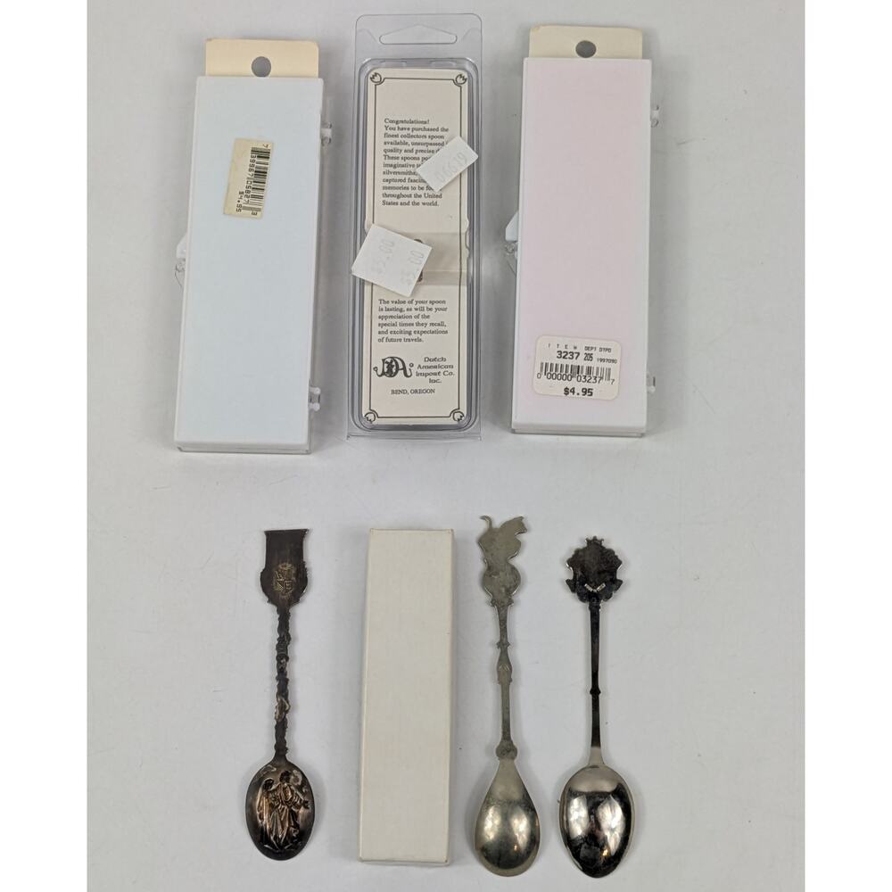 Lot 7 Vtg Souvenir Spoons NASA Space Zodiac Christmas Holiday Cruise EPNS Italy - Picture 10 of 16